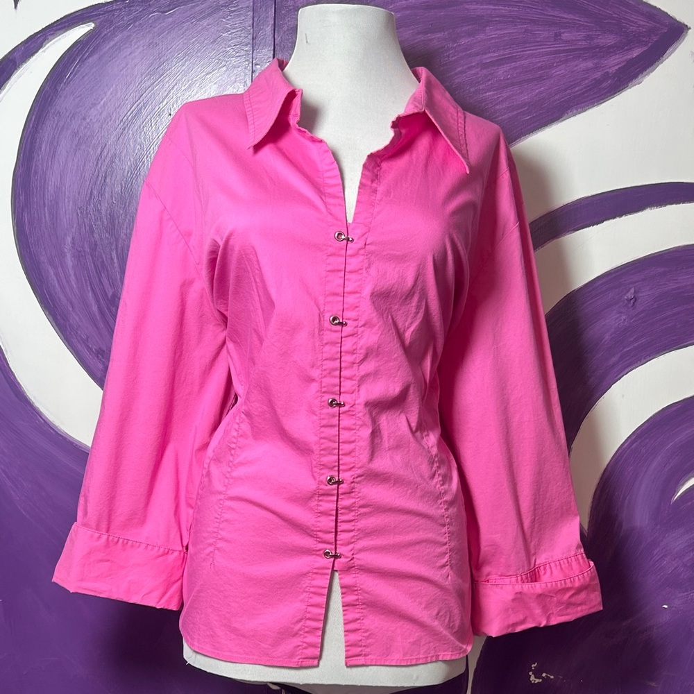 Carolina Colours Women's Vibrant Pink Button-Down Shirt size 22-24 Preowned.